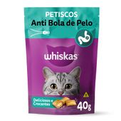Whiskas Temptations Anti Bola de Pelo: petisco funcional para gatos adultos